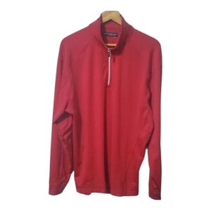 Oxford Golf shirt men's size Large red top silver zipper super dry